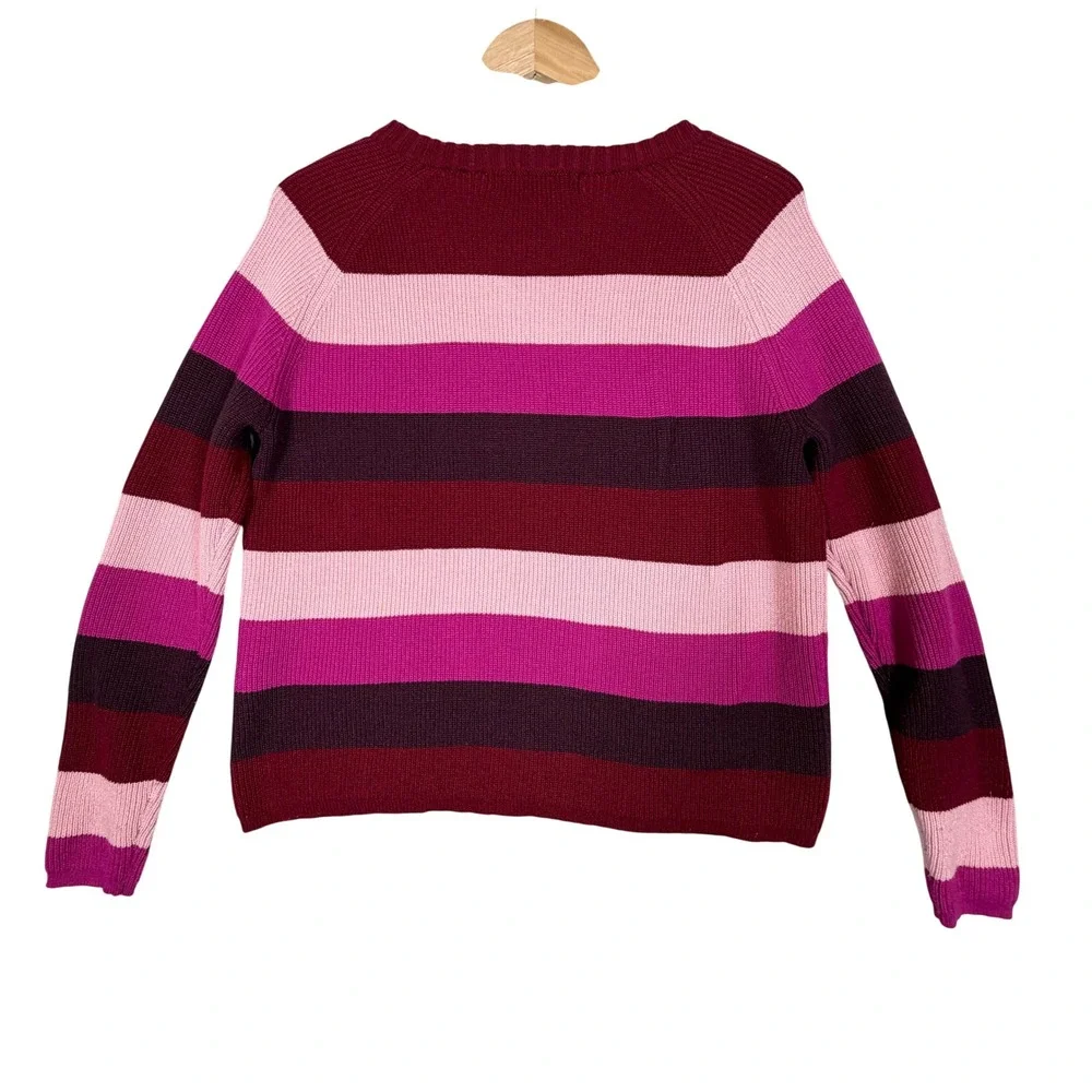 Title Nine Womens Offsite Striped Crew Neck Sweater Pink‎ Burgundy XS Outdoor
